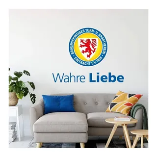 K&L Wall Art Wandtattoo Fußball Wandtattoo Eintracht Braunschweig Wahre Liebe Löwenstadt Merch, Wandbild selbstklebend, entfernbar blau 90 cm x 70 cm