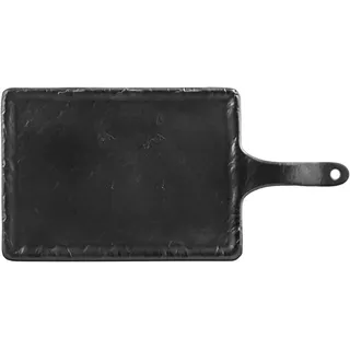 H&H Teller Melamin Schiefer Dekor Griff 18x25cm Schwarz