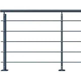 INITIO - Geländer-Kit 2m zum Selbstaufbau aus Aluminium Farbe Anthrazit RAL 7016 Flachbefestigung - Grau