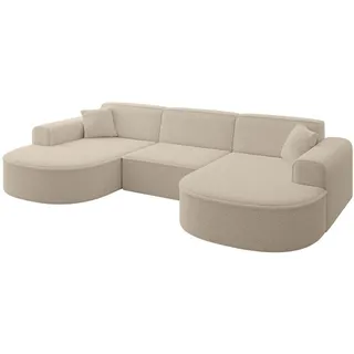 altdecor Eckcouch Samt 4-Sitzer Dunkelbeige