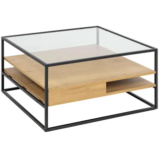 Livetastic Couchtisch Klar Schwarz Wildeiche 80 x 40 x 80 cm