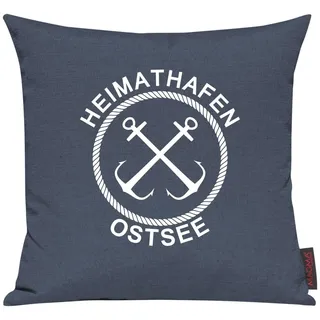 Shirtinstyle Sofakissen Heimathafen Ostsee, Kissen, Meer, Heimatort, Stadt, Urlaub, Größe 40 x 40cm, Farbe Blau