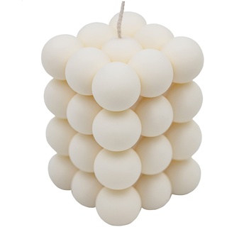 Ordinate Bubble Candle | handmade vegan aesthetic kerzen weiß | Wohnzimmer decoration | bubble kerzen in Cube Modern | Parfümfrei | kugel candles | 6.5x6.5x9cm (Cream)