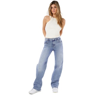 Noisy may Damen Wide Leg Jeans Normal Waist Straight Denim Stretch Hose Stoned Design NMYOLANDA