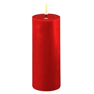 Deluxe Homeart LED Stumpenkerze Real Flame rot, 12,5 cm, Ø 5 cm