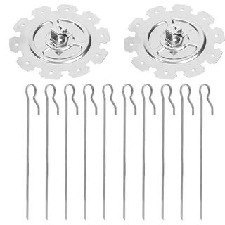 Edelstahl Grillrondell - Universal Drehbar Grillspieß System Rotisserie Nadel Set passt für jeden Grill Drehspiess - 10 Spieße für Shish Kebab Schaschlik Fisch Geflügel Obst und Gemüse - 21 x 14 cm