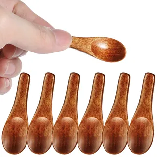 6 Stück Kleine Löffel für Gewürze, Ymapinc Gewürzlöffel Mini, Holzlöffel Klein, Mini Salzlöffel Holzlöffel für Zucker, Salz & Pfeffer (6.15*2cm)