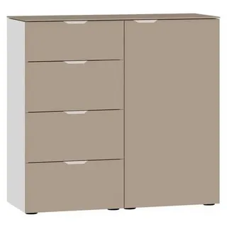 Jutzler Kommode, Hellbraun, Weiß, Holzwerkstoff, 2 Fächer, 4 Schubladen, 90x87x43 cm, Abdeckplatte aus Glas, in verschiedenen Größen erhältlich, Typenauswahl, Wohnzimmer, Kommoden & Sideboards, Kommoden