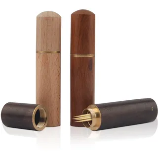 3 Stück tragbarer Zahnstocherhalter aus Holz,kleines Zahnstocheretui aus Holz zur Aufbewahrung von Zahnstochernadeln, schöner Zahnstocherspender aus im Taschenformat für kleine Gegenstände,Nadeln