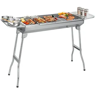 Sunjas Edelstahl Holzkohlegrill silber