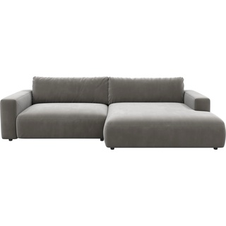 Ecksofa GALLERY M BRANDED BY MUSTERRING "LUCIA" Sofas Gr. B/H/T: 296 cm x 81 cm x 190 cm, Velour SAMT, Longchair rechts, silberfarben (silver samt) Ecksofas Sofas