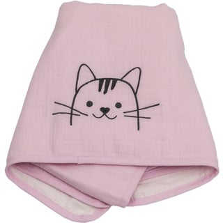 Musselin Kuscheldecke KATZE (LB 70x100 cm) - rosa