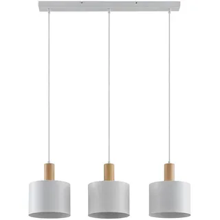 Lindby Pendelleuchte in weiß, holz, Hängelampe | Hängeleuchte E27, 3 Flammig, Modern für Wohnzimmer, Esszimmer, Küche