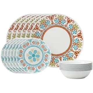 Corelle Terracotta Dreams Geschirr-Set für 6 Personen, 18-teilig, Speiseteller, Vorspeisenteller und Schüsseln mit 530 ml, spülmaschinen-, mikrowellen- und gefriergeeignet, hergestellt in den USA