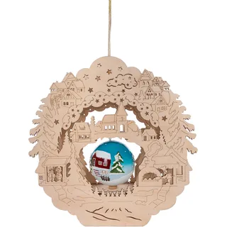 Dekolicht MYFLAIR MÖBEL & ACCESSOIRES "Weihnachtsdeko" Lampen Gr. Höhe: 32,5 cm, beige (natur) Fensterdekoration Dekofiguren mit drehbarer Weihnachtskugel, aus Holz, Höhe ca. 32 cm