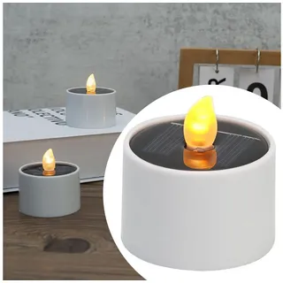 Casativo LED-Teelichter Solar-LED Teelichter IP44 bis 8 St. mit Dämmerungssensor Kabellos, LED fest integriert, warmweiß, Flammen-Effekt als Nachtlicht, ca. 8 Std. Leuchtdauer, Tagesaufladung