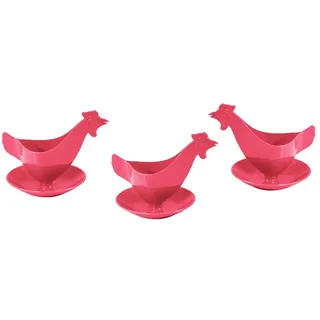 Sonja PLASTIC Eierbecher Huhn in kräftigen Farben 3er Set pink, Hühnereierbecher