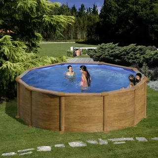 Gre Stahlwandpool Mauritius Ø 350 x 132 cm Holzdekor