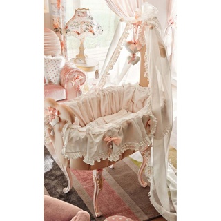 Casa Padrino Luxus Barock Schaukel Babybett Rosa - Prunkvolles Massivholz Baby Schaukelbett - Barock Baby Möbel - Erstklassische Qualität - Made in Italy