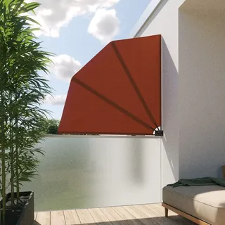 Balkonfächer Sichtschutz Sonnenschutz Balkonsichtschutz Balkonmarkise Trennwand mit Wandhalterung, Farbe:Terracotta, Größe:140 x 140 cm