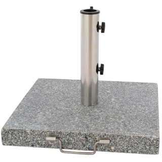 VCM Sonnenschirmständer 30kg Granit poliert grau eckig Edelstahl 45 x45 cm  Griff