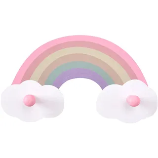 Kindergarderobe mit 2 Haken, 2 Stück Regenbogen-Garderobe für Kinder, Wandgarderobe aus Holz, Wandhaken Kleiderhaken Garderobenleiste für Kinderzimmer