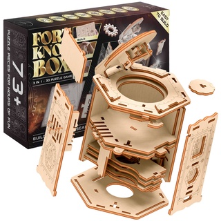 ESC WELT Fort Knox Box PRO 3D Puzzle Game - 3 in 1 Puzzle Box Modellbau Escape Room Spiel - Holzpuzzle & Holzrätsel - Geschenkbox Knobelspiel - Rätselbox 3D Holzpuzzle Erwachsene