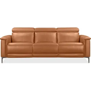 OTTO home 3-Sitzer LUND,Naturleder, 222 cm, man. o. elektr. Relaxfunktion in 2 Sitzen, (links/rechts), USB-A bei elektrischer Ausführung, Kopfteilverstellung braun