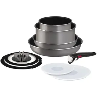 Ingenio L1619192 Kochgeschirr, 9-teilig, Cassis Grey, Tefal