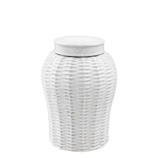 Casa Padrino Designer Keramik Vase mit Deckel Weiß Durchmesser 18 x H. 26 cm - Luxus Vase