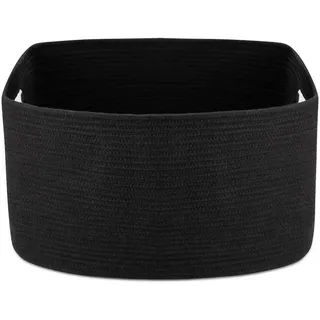 luxuskollektion Wäschekorb 72l Geflochten Aus Baumwolle, Schwarz, 56x43x30cm