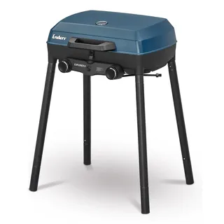Enders Camping Gasgrill Explorer II, Grill-Thermometer, Grillen-, Kochen-, Backen Funktion, 2 Brenner Edelstahl, kleiner Balkon-Picknick-Grill, Aluguss-Grillwanne #2104