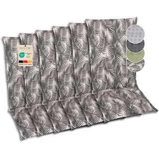GO-DE Textil Bequeme und attraktive Polsterauflagen für Hochlehner-Gartenstühle (6er-Set, Palmy grau, Hochlehner)