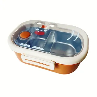 Lollanda Lunchbox Edelstahl Brotdose Kinder mit Fächern, Lunchbox mit Trennwand, BPA freie Bento Box orange