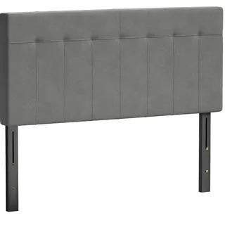 Höhenverstellbares Bettkopfteil 140 Cm Grau In Samtoptik Mit Metallbeinen