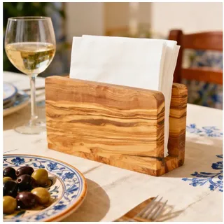 NATUREHOME Serviettenhalter Serviettenhalter Olivenholz NATUREHOME 16 x 10 x 5 cm, Olivenholz, (1-tlg), Mediterranes Olivenholz, Handarbeit beige
