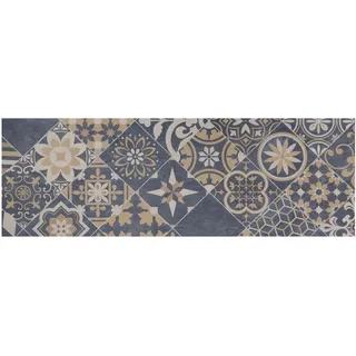 Primaflor-Ideen in Textil Vinyl-Läufer Küchenläufer VERSAILLE, Made in Belgium, rechteckig, Höhe: 2,5 mm, Läufer aus Vinyl, abwischbar, Motiv Fliesenoptik Ornamente, Küche blau 50 cm x 200 cm x 2,5 mm