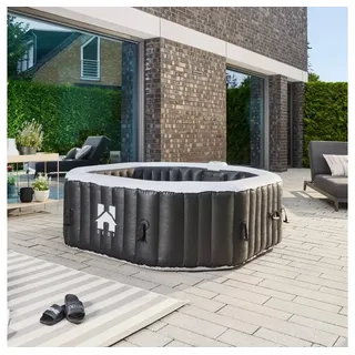 HOME DELUXE Whirlpool Outdoor Whirlpool DROP - 6 Personen, aufblasbares Aufstellbecken, 185 cm, inkl. Abdeckung, für 6 Personen, runder Pool schwarz