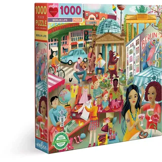 eeBoo Life Puzzle 1000 Teile aus recyceltem Karton für Erwachsene, durchsuchen Sie die Stadt Berlin, PZTBRL, Mehrfarbig