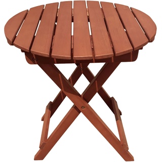 Kleiner Gartentisch Holz Beistelltisch Balkontisch klein rund, klappbar Eukalyptus 100% FSC geölt, DxH 45x50 cm
