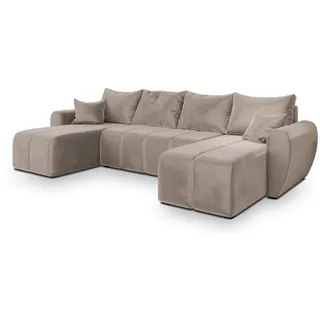 masseno Ecksofa U-Form Polyester 4-Sitzer Beige
