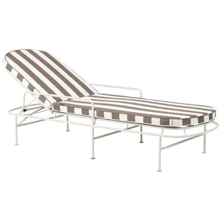 Sonnenliege Arts Weiß/Beige gestreift - elegante Outdoor-Gartenliege aus Metall & Olefin