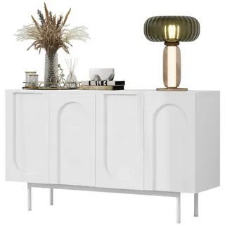 Rutaqian Sideboard Modern minimalistisches Sideboard mit 4 Türen im Bogenmuster (Weiß) (1 St), für Esszimmer und Wohnzimmer,140x42x80cm weiß