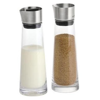 Blomus Milch-Zucker-Set Macchiato 63510, Glas / Edelstahl, silber