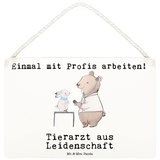 Mr. & Mrs. Panda Schild Tierarzt Leidenschaft DIN A6 - Geschenk, Türschild, Holzschild, kleine aufmerksamkeit, holzbild, Deko Wandbild