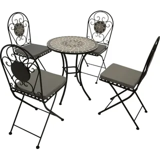 Bistroset Gartenset 5-teilig Eisen + Mosaik grau