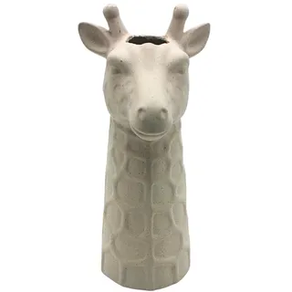 Vase Giraffe, Dekovase, Blumenvase, Keramikvase, Tischvase, Kopfvase, Giraffenvase, Vase Sandoptik, Kopf Sand-Finish aus Keramik, in Weiß L/B/H 14 x 12 x 26 cm.