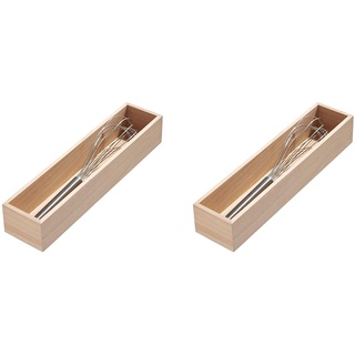 iDesign Schubladeneinsatz für die Küche, Besteckkasten aus Paulownia-Holz für die Küchenschublade oder den Schrank, Schubladen Organizer für Besteck, beige, 38.1x8.5x6.9cm (Packung mit 2)