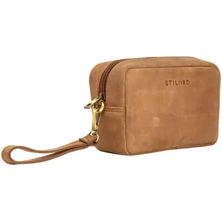 STILORD Larkin Herren Hand-Gelenk-Tasche Echtleder klein braun Rauleder - Organizer Handtasche Pochette Reisegeldbeutel Männer-Handtasche mit Hand-Schlaufe Ledertasche