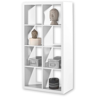 STYLE Modernes Würfelregal Weiß, ideal für Faltboxen - Praktisches Raumteiler Regal mit offenen Fächern - 77 x 147 x 38 cm (B/H/T)